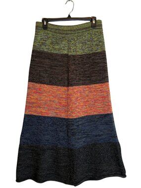 Lele Handknitted Striped Knit Midi Skirt Women's Medium/Large Boho Vintage Retro